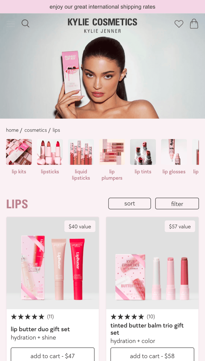 Kylie Cosmetics screenshot