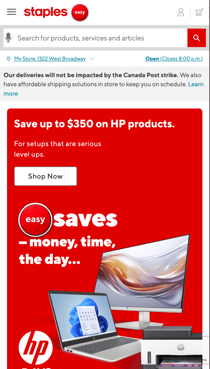Staples Canada screenshot